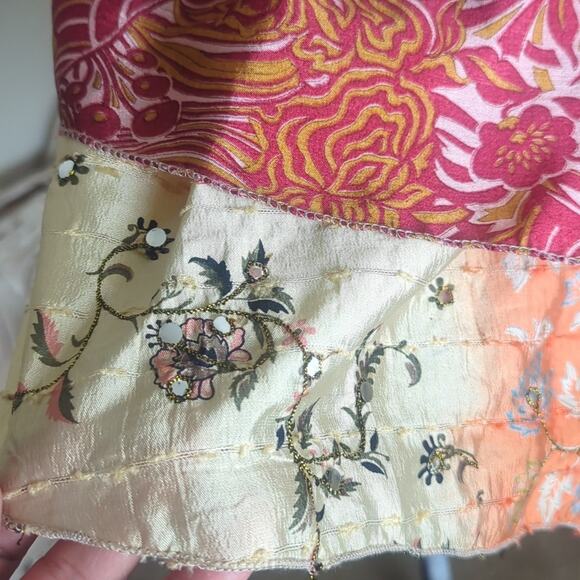 Whimsical Fairycore Recycled Silk Boho Embroidered Wrap Skirt Women's One size - Picture 2 of 11